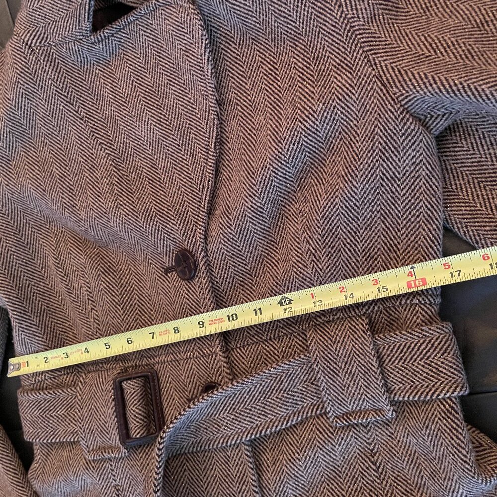 VTG Tailored Flare Fit Herringbone Tweed Wool Blend Coat. Merona, Women's Medium - Picture 14 of 16